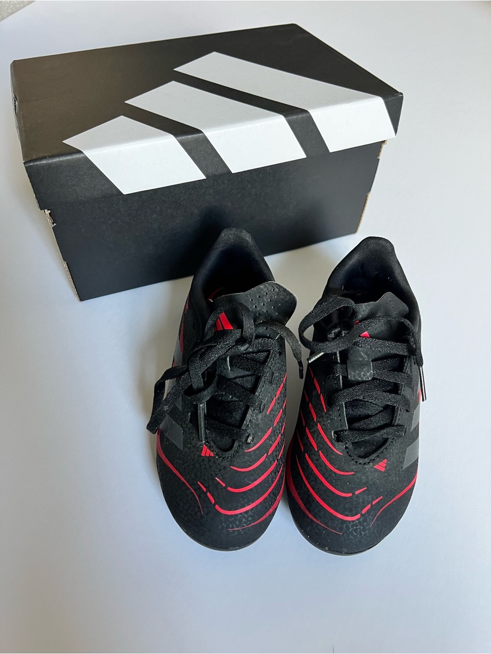 adidas Toddler Boy’s Predator Club Black and Red Athletic Soccer Shoes